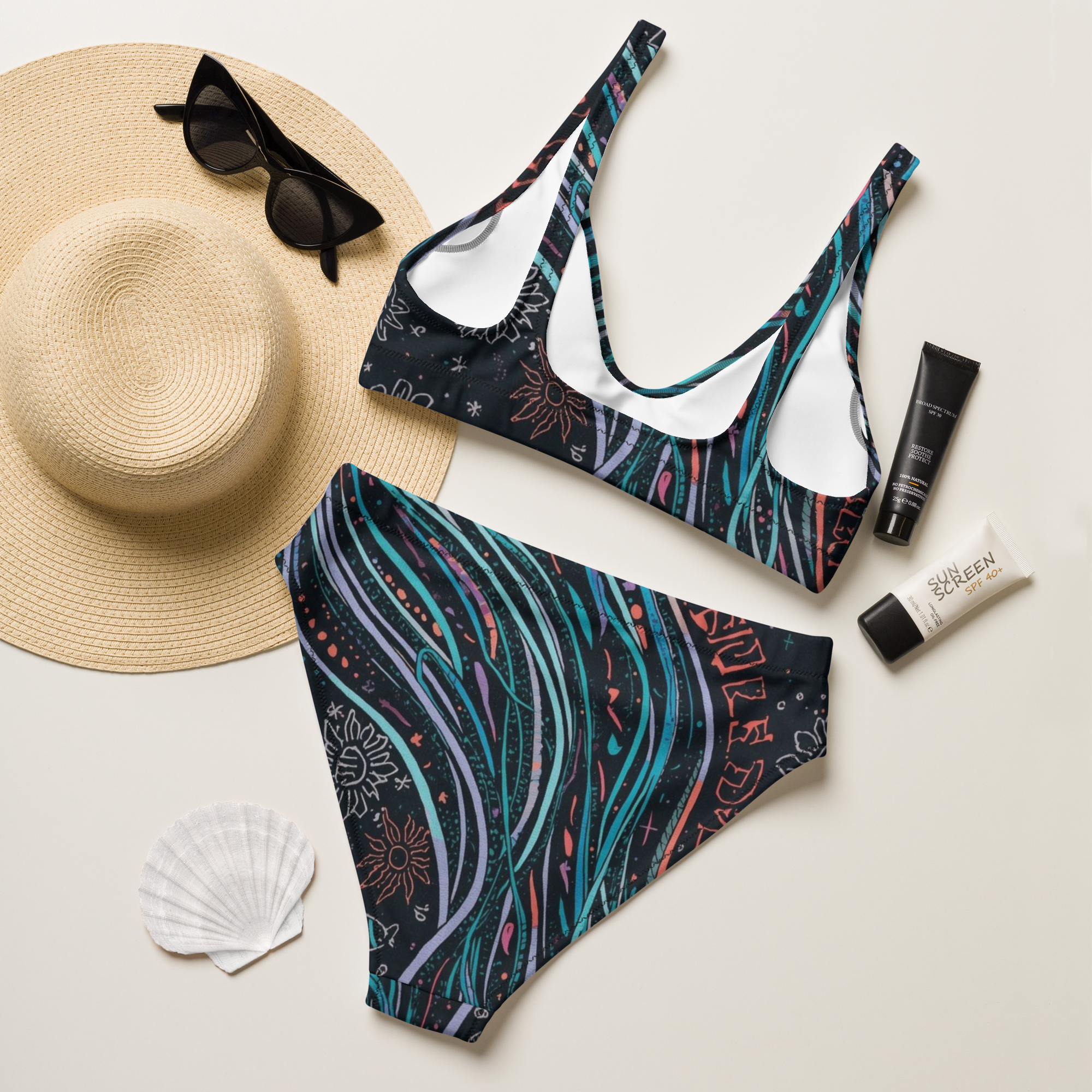 BLACK LINES Bikini reciclado talle alto