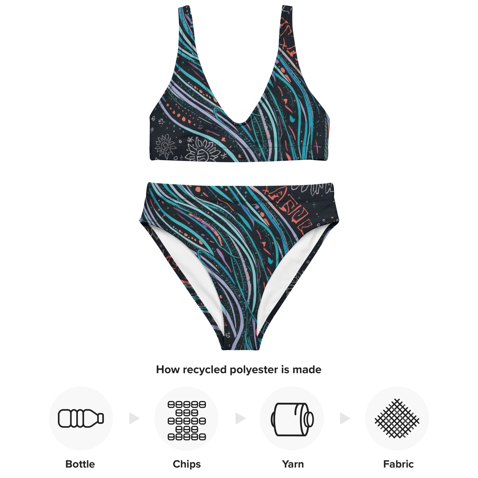 BLACK LINES Bikini reciclado talle alto